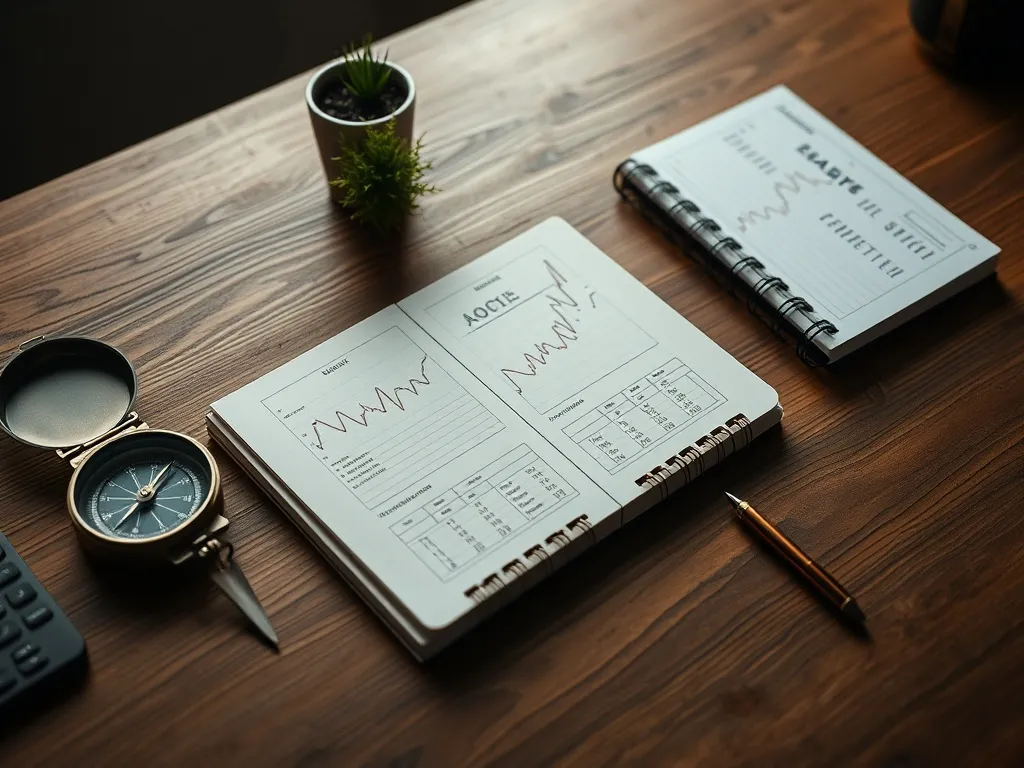 A wide cinematic shot of a professional wooden desk with a v